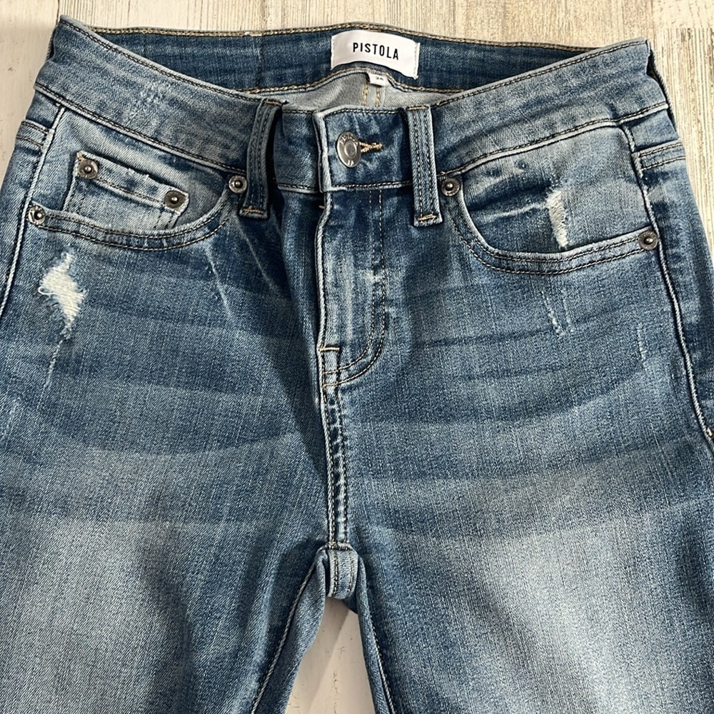 Pistola Distressed Raw Hem Jeans Size 24 - Picture 8 of 13